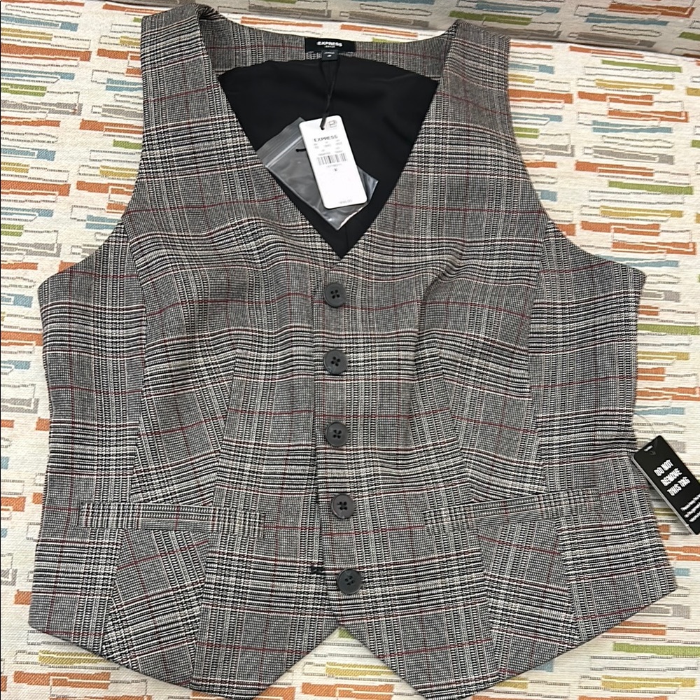 Women’s Gray Plaid Vest